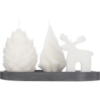 Свечи на подставке "Олень, шишка, елочка"