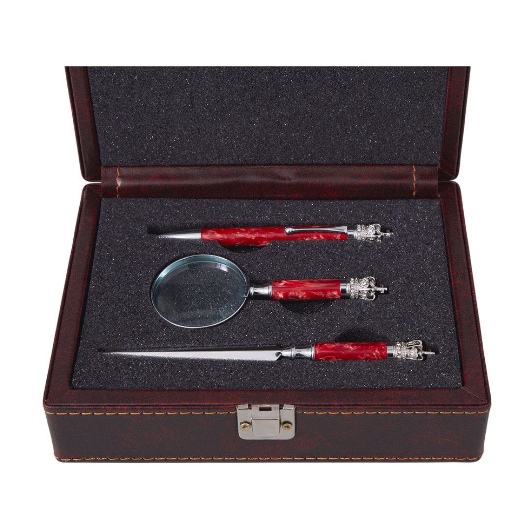 Набор «Принц Уэльский» : ручка шариковая, лупа, нож для бумаг