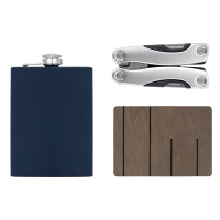 Набор с мультитулом и фляжкой "Путешественник 2.0.", темно-синий