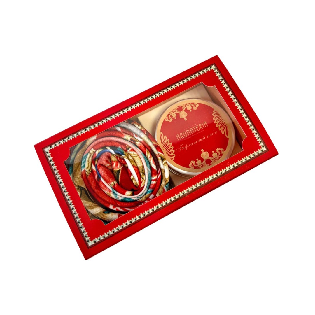 Набор: платок «Кремль – Москва» и свеча «Бархатный пион»