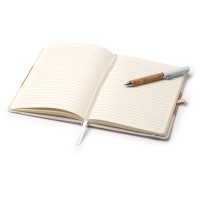 Набор блокнот с ручкой из пробки и хлопка "Beret", natural