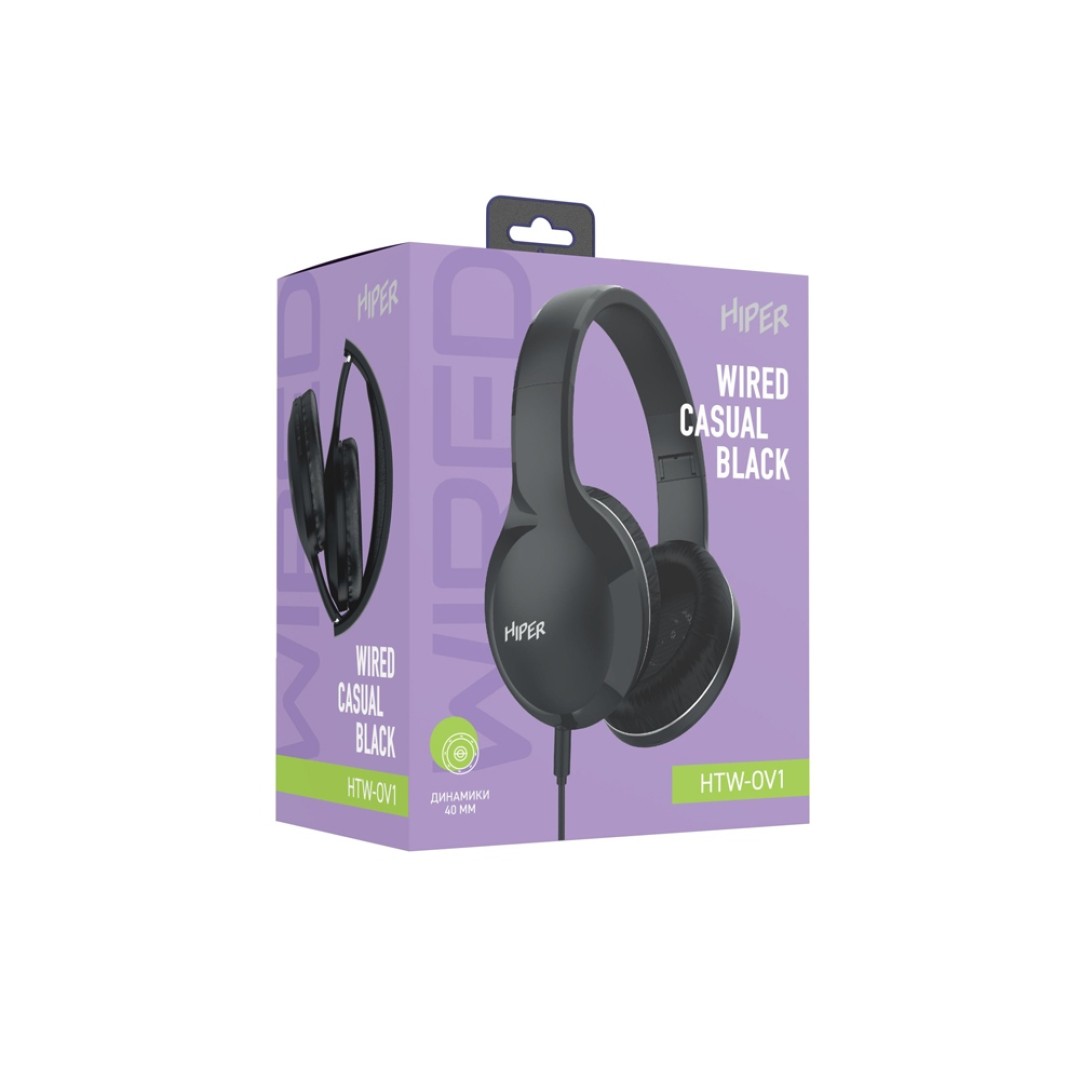 HIPER Наушники накладные WIRED CASUAL BLACK HTW-OV1 (Р)