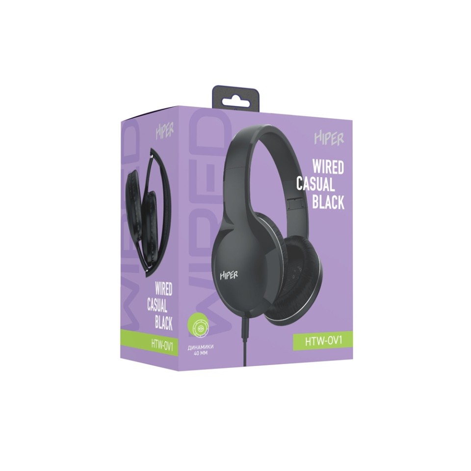 HIPER Наушники накладные WIRED CASUAL BLACK HTW-OV1 (Р)
