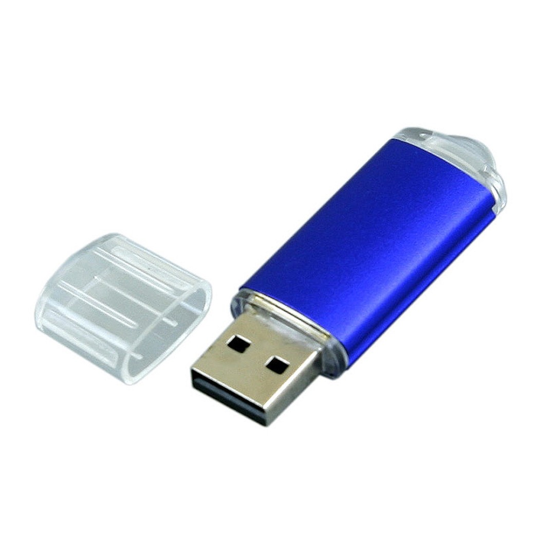 Флешка промо прямоугольной формы  c прозрачным колпачком, 64 Гб, синий