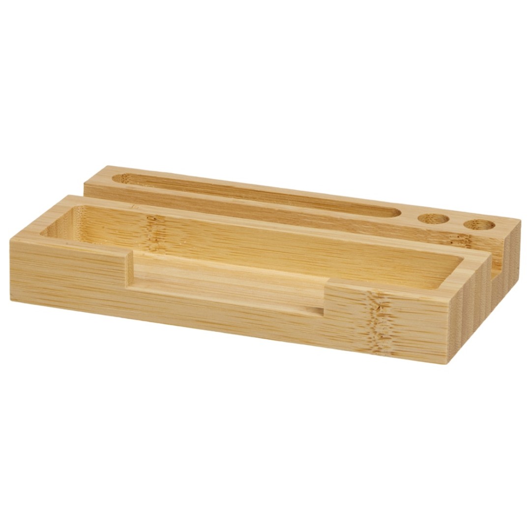 Настольный органайзер с вечным календарем и подставкой для телефона "Akira", натуральный