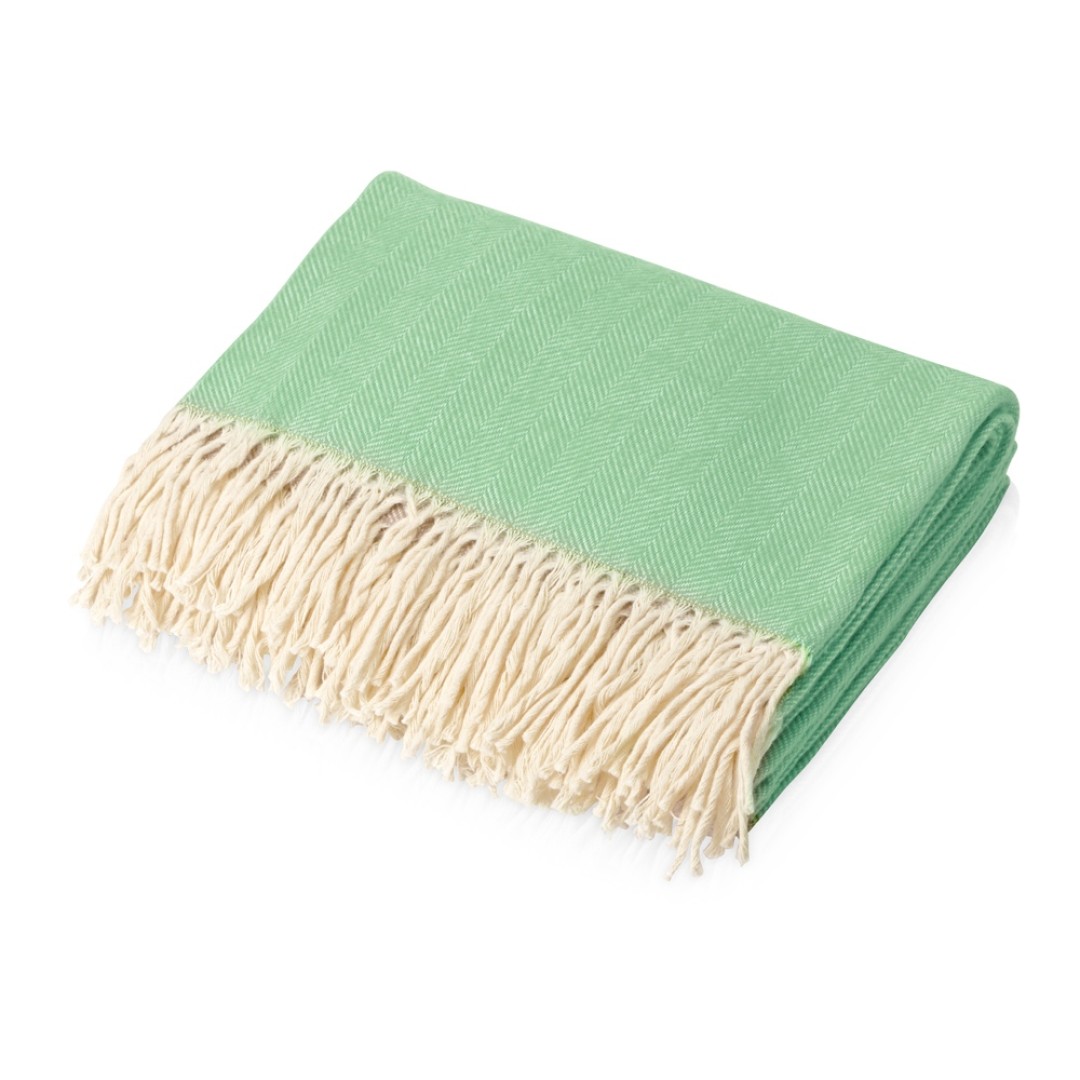 Подарочный набор с пледом, френчпрессом, чаем и вареньем, зеленый