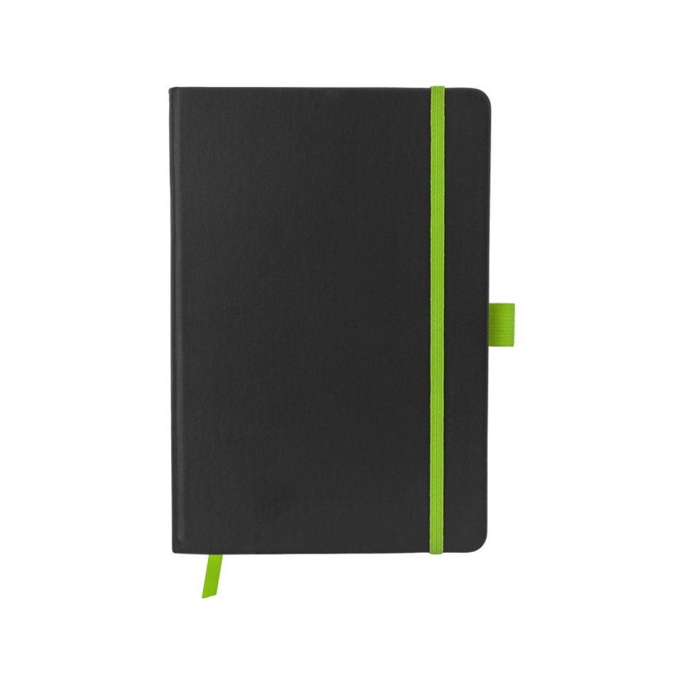 Блокнот "ColorNote Black", твердая обложка A5, 80 листов, черный с зеленым яблоком