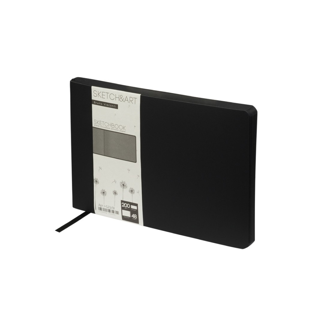 Скетчбук "Sketch & Art" в мягком переплете 210х140 мм, 48 л. черной бумаги 200 гр., черный