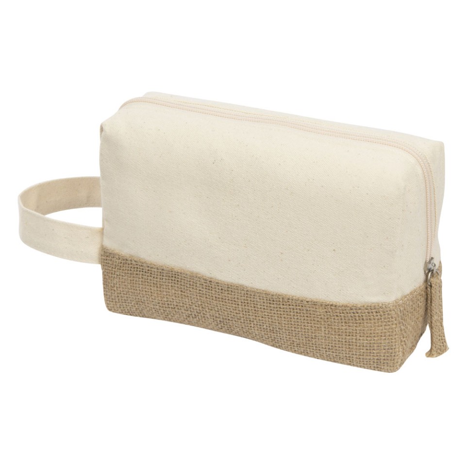 Косметичка "Jute" с ручкой из хлопка и джута, натуральный