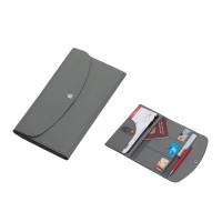 Органайзер для документов на кнопке с отделением для купюр и ручки, упаковка в индивидуальный пакет, серый