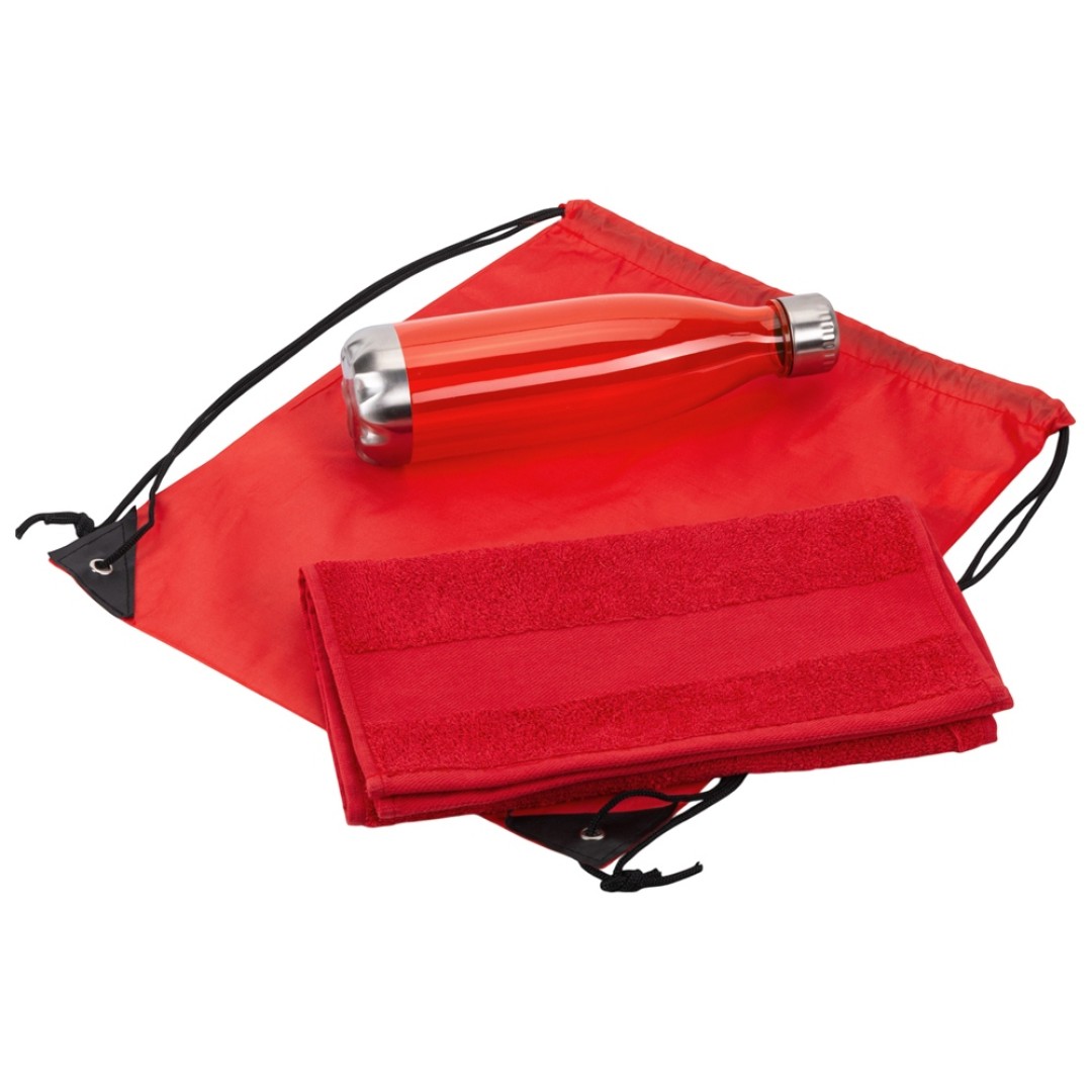 Спортивный набор с бутылкой и полотенцем «Beginner», красный