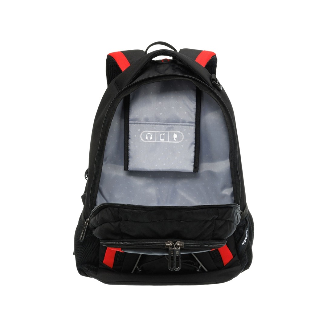 Рюкзак TORBER ROCKIT с отделением для ноутбука 15", черный/красный, полиэстер, 33х19х45 см, 28 л