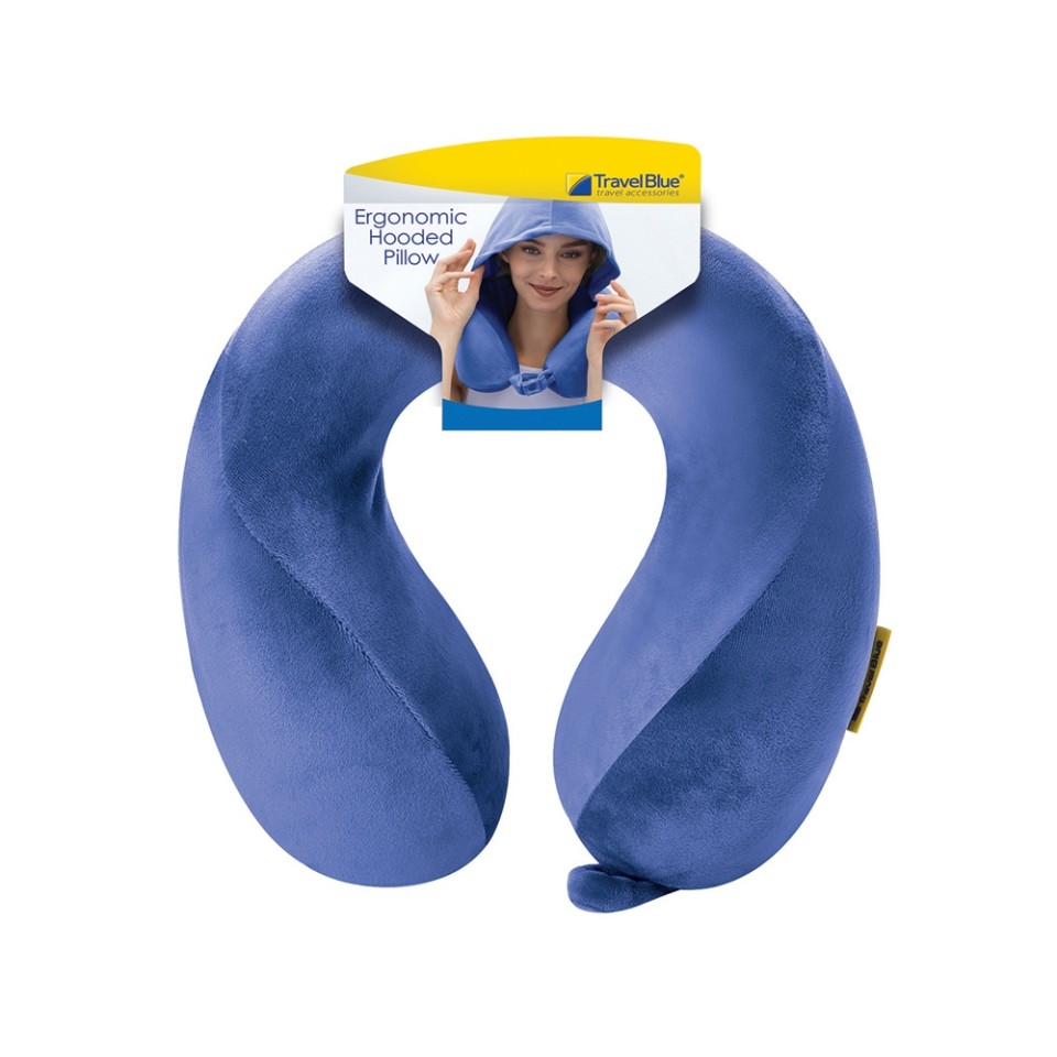 Подушка для путешествий с эффектом памяти, с капюшоном "Hooded Tranquility Pillow", синий