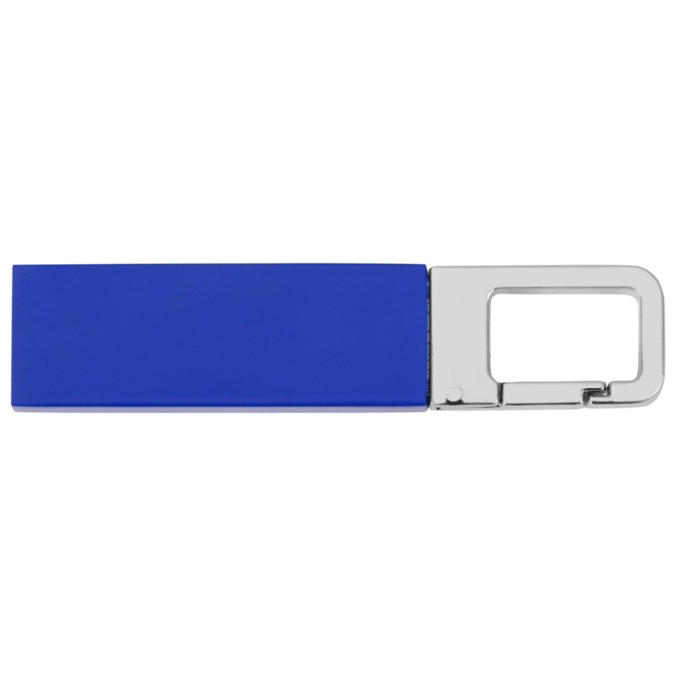 Флеш-карта USB 2.0 16 Gb с карабином "Hook", синий/серебристый