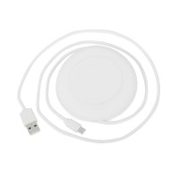 Беспроводное зарядное устройство со встроенным кабелем 2-в-1 "Disc", белый