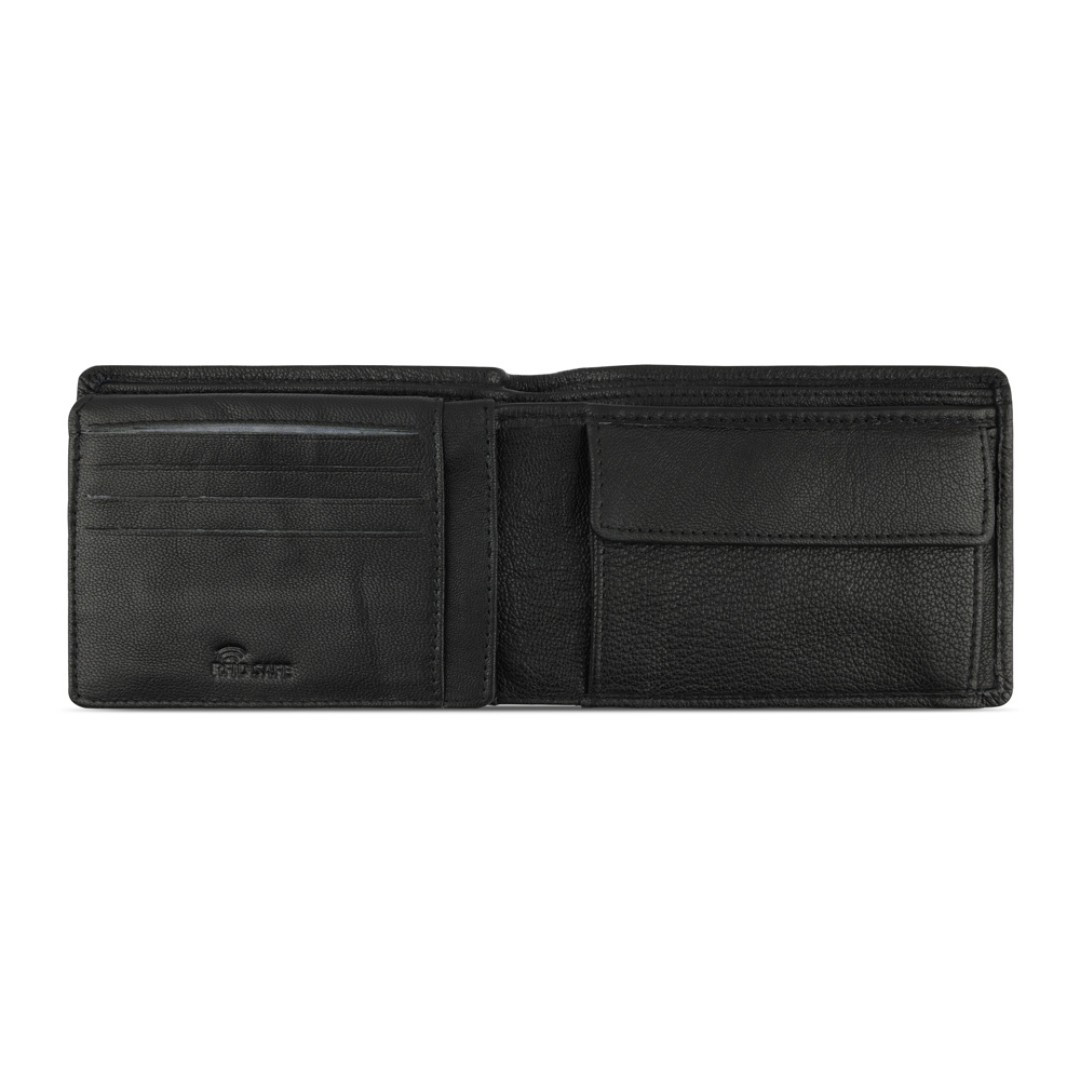 Портмоне BUGATTI Bomba, с защитой данных RFID, чёрное, кожа/полиэстер, 12,5х2х9 см