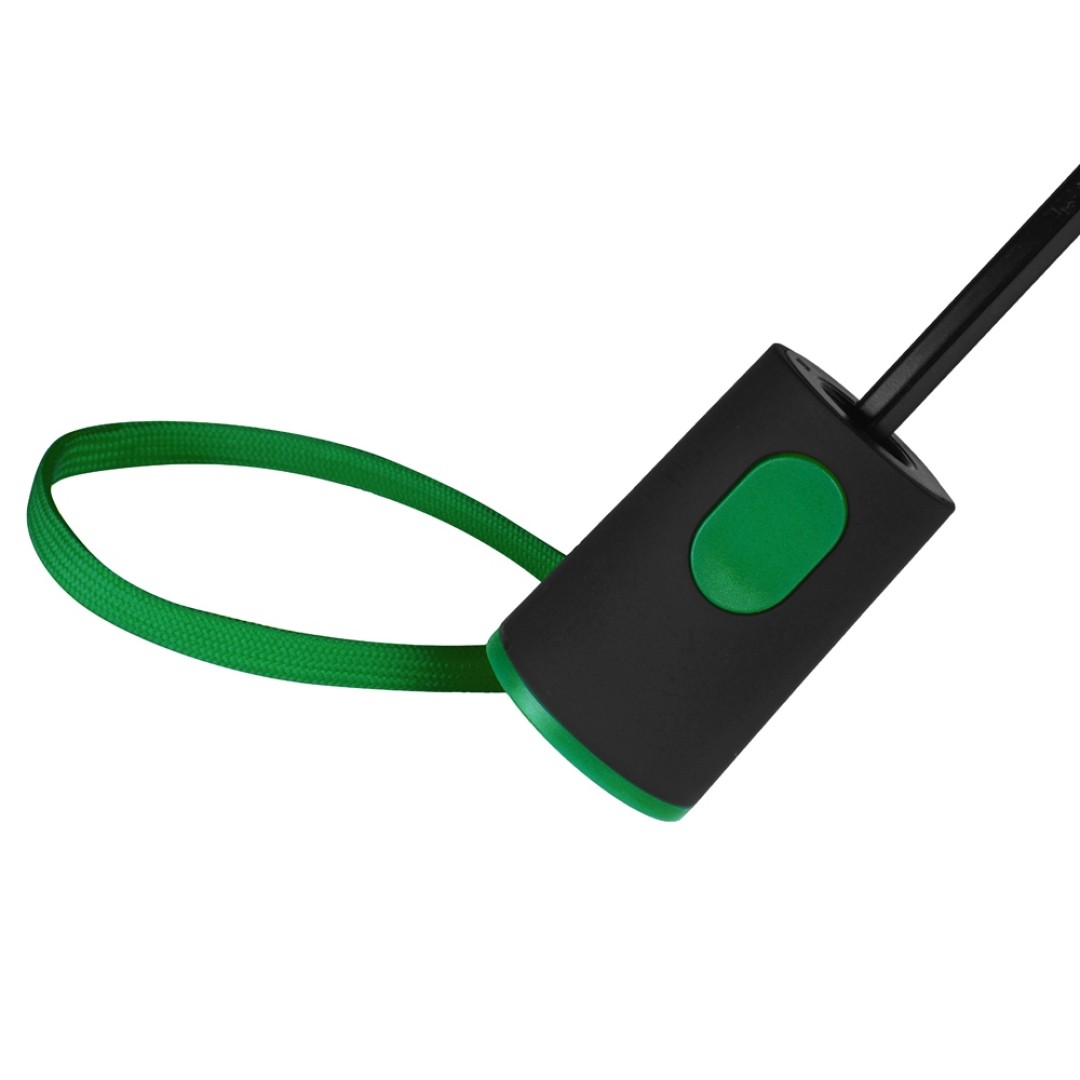 Зонт-полуавтомат складной Motley с цветными спицами, черный/зеленый