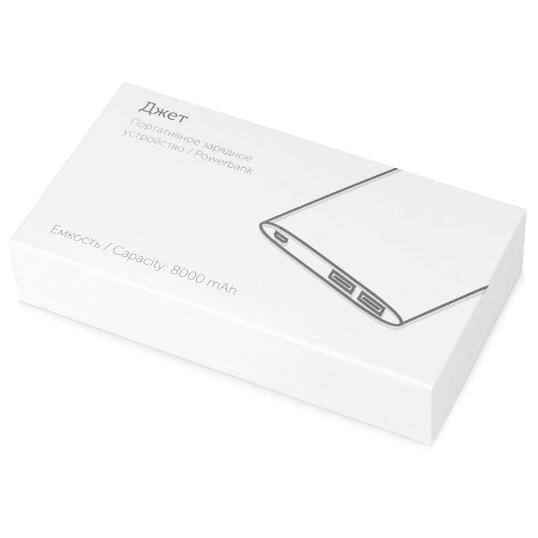 Портативное зарядное устройство "Джет" с 2-мя USB-портами, 8000 mAh, черный