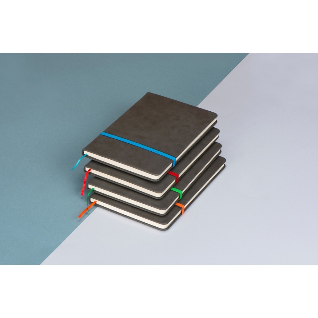 Блокнот «Color» линованный А5 в твердой обложке с резинкой, серый/синий