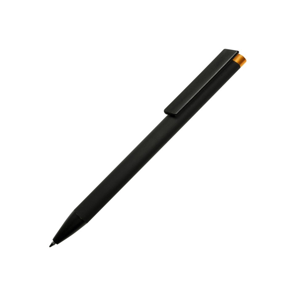 Ручка металлическая шариковая "Taper Metal" софт-тач с цветным зеркальным слоем, черный с оранжевым