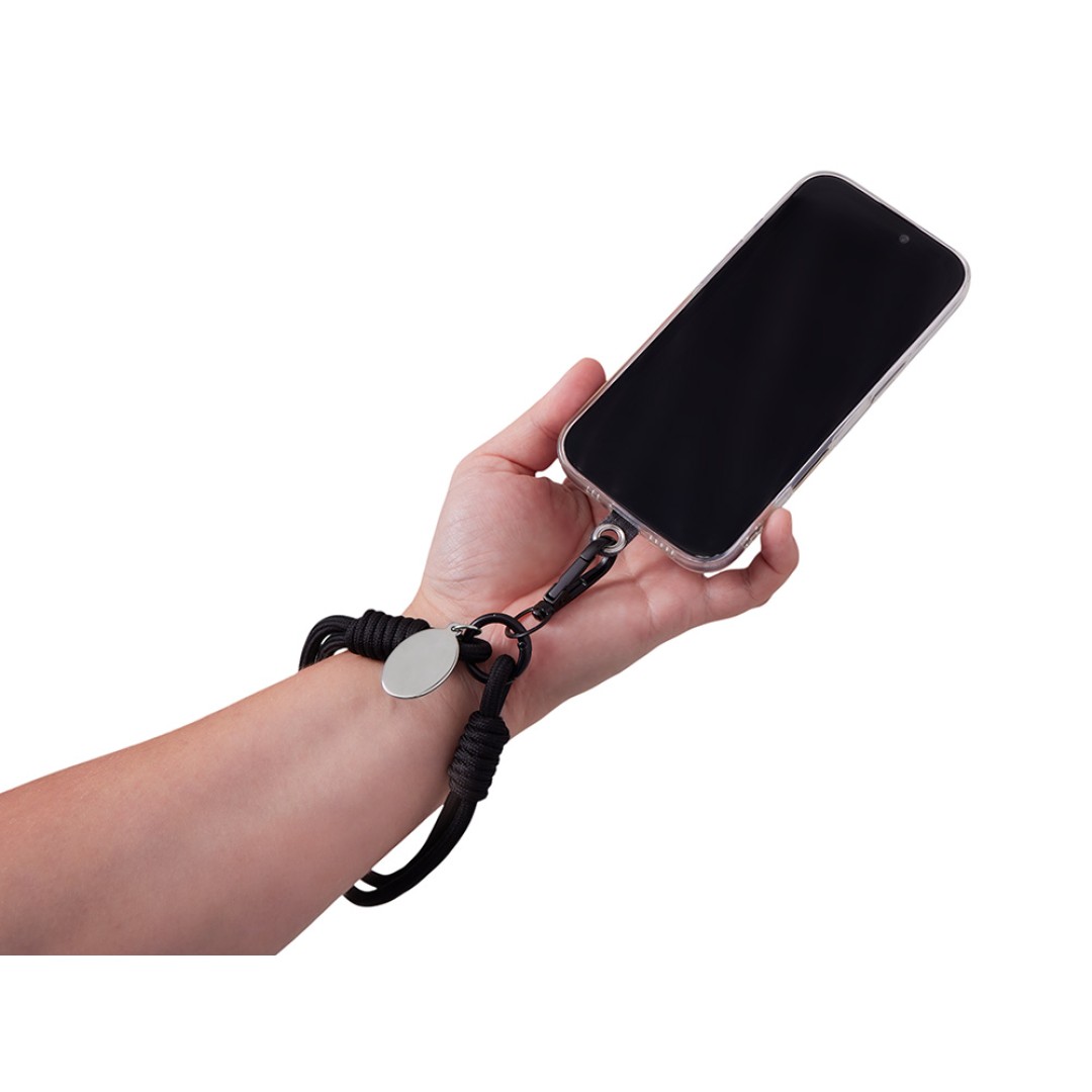 Брелок-браслет "Bohemian" c тканевым держателем для телефона, черный