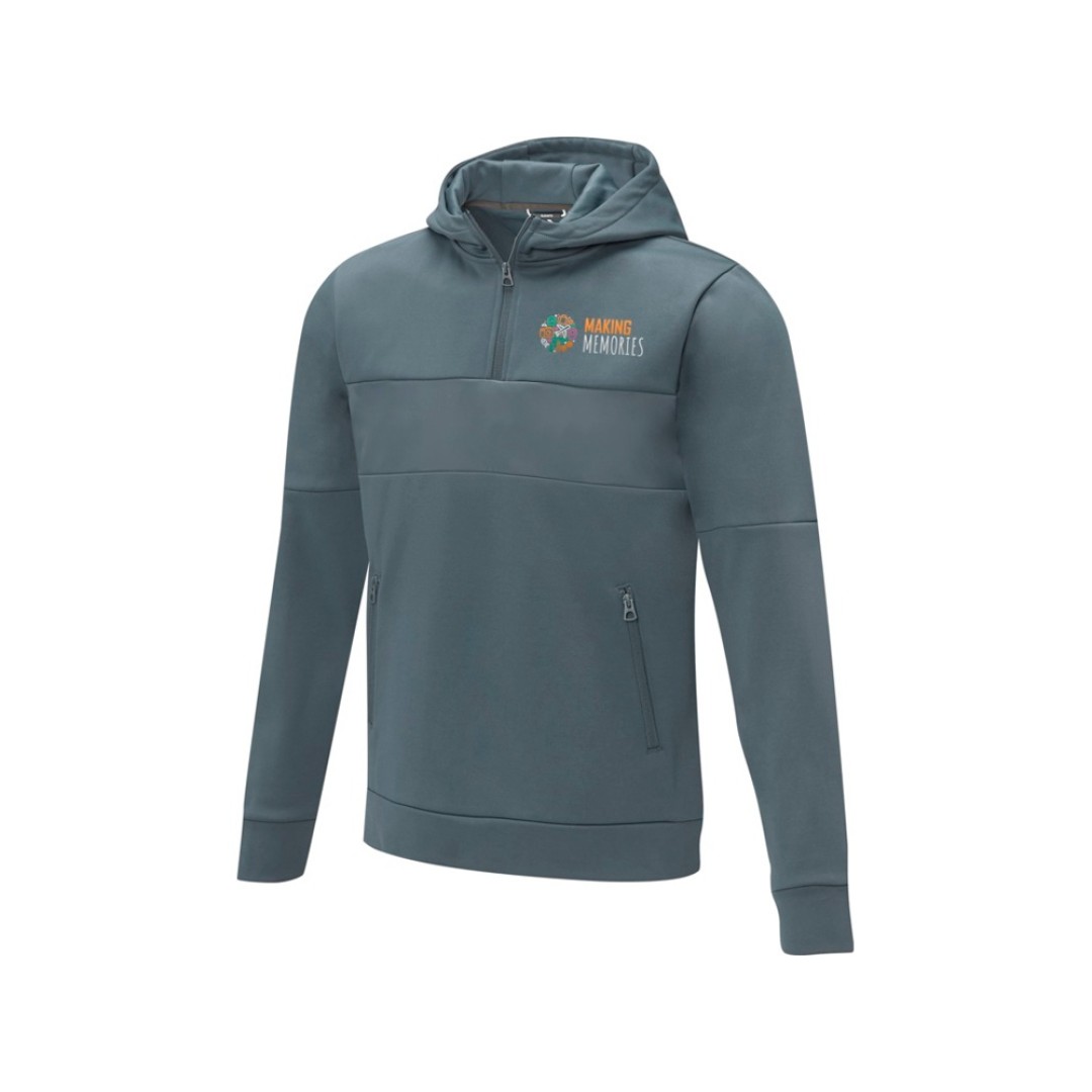 Мужской свитер анорак Sayan на молнии на половину длины с капюшоном, steel grey