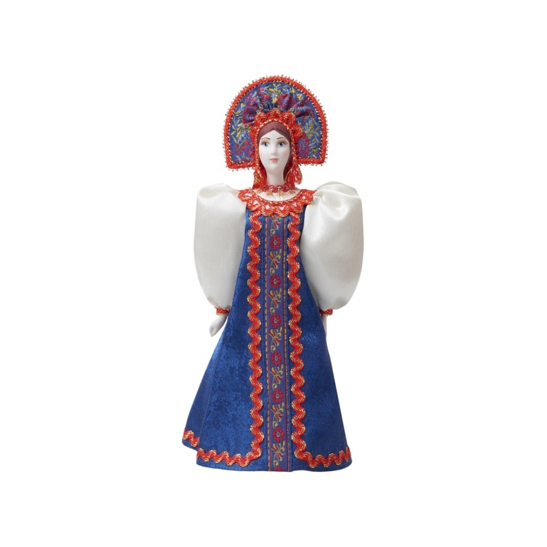 Подарочный набор: кукла фарфоровая, крем-мед, синий