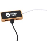 USB хаб с подсветкой лого «Reedia S5», 3*USB, 1*Type C, бамбук, черный