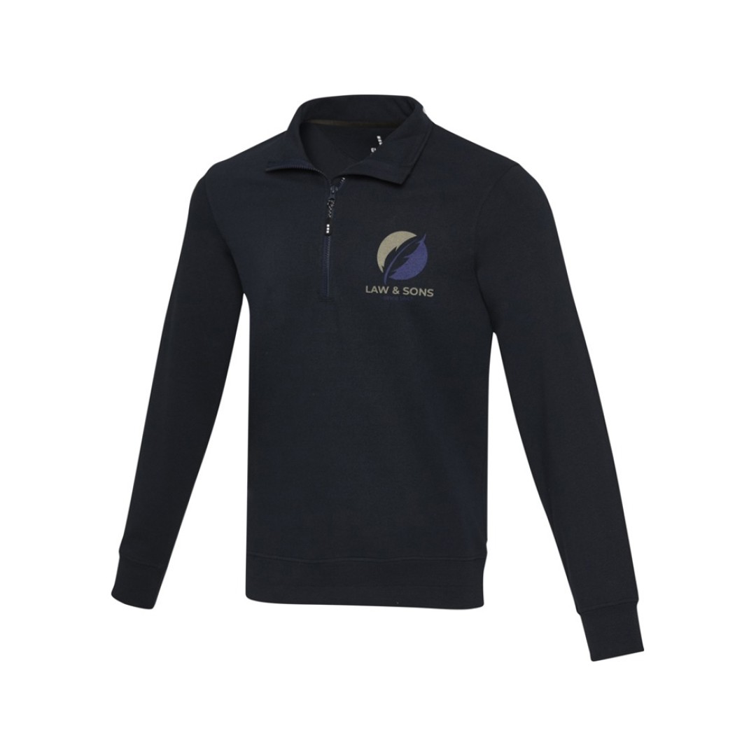 Tin унисекс-свитер с молнией на четверть из переработанных материалов Aware™ - Темно - синий