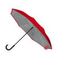 Зонт-трость наоборот Inversa, полуавтомат, красный/серый (Р)
