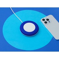 Беспроводное зарядное устройство со встроенным кабелем 2-в-1 "Disc", синий