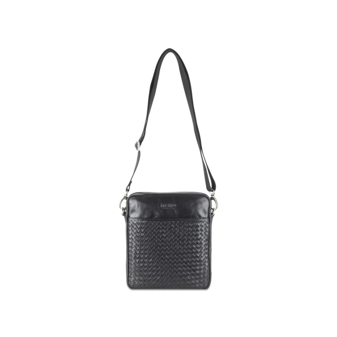 Сумка через плечо Mano "Don Luca", натуральная кожа в черном цвете, 23 х 26,5 х 4,5 см
