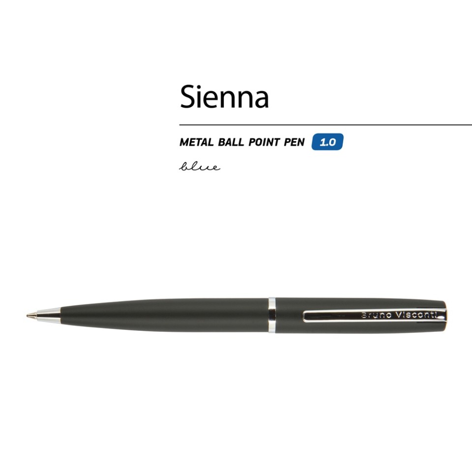 Ручка "Sienna" шариковая  автоматическая, черный металлический корпус, 1.0 мм, синяя