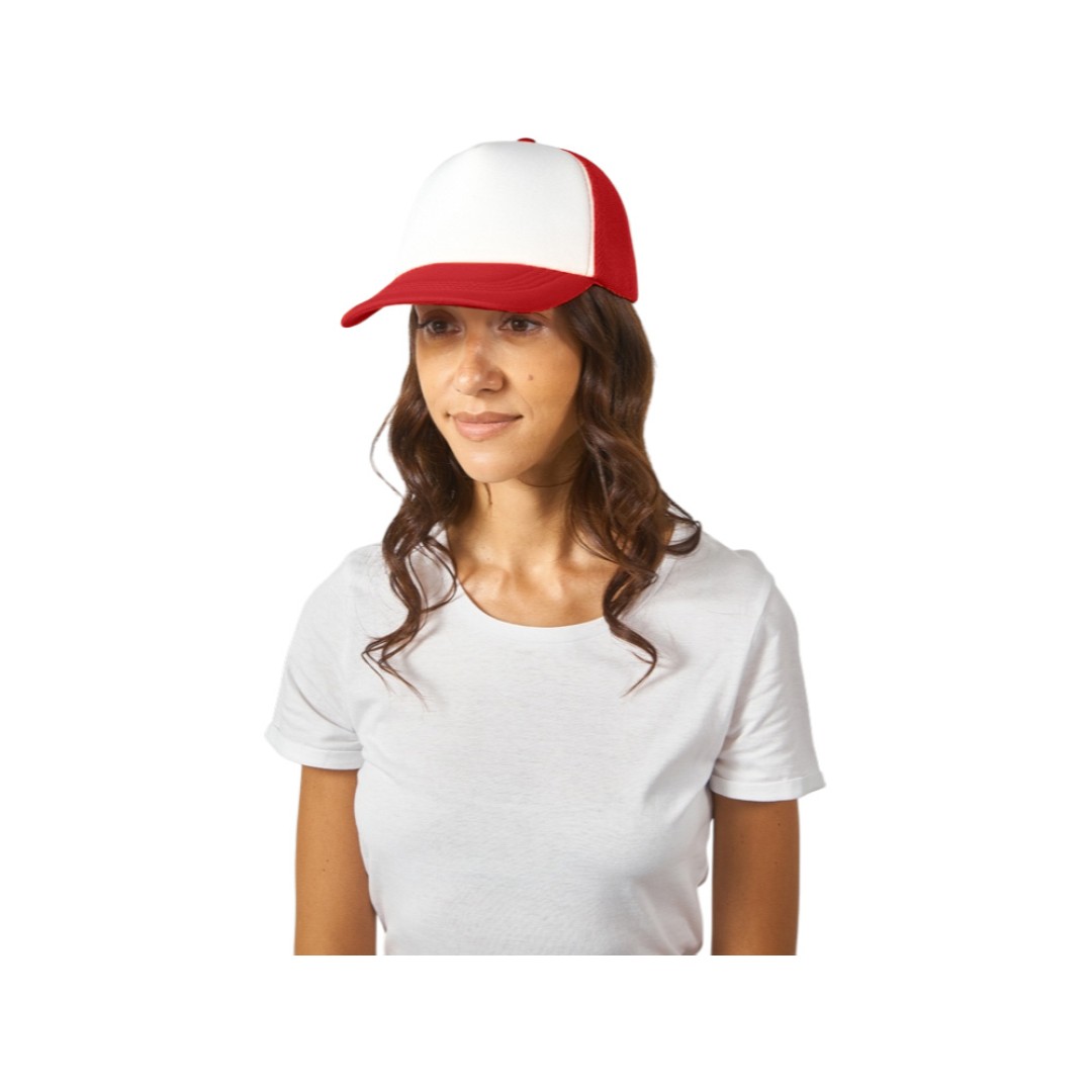Бейсболка с сеткой Newport, белый/красный
