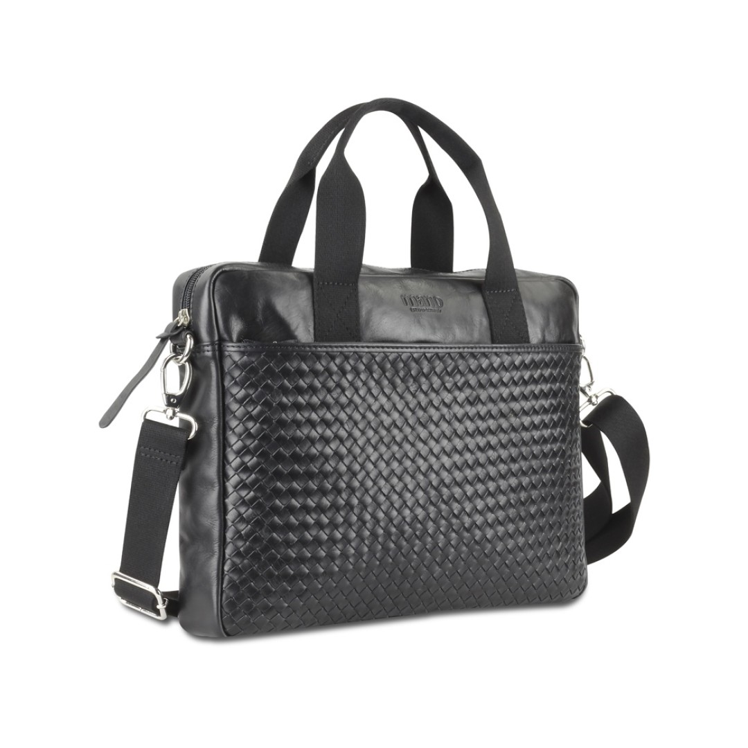 Сумка Mano "Don Luca", натуральная кожа в черном цвете, 37 х 27 х 6 см