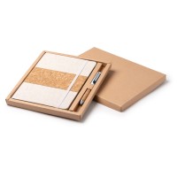 Набор блокнот с ручкой из пробки и хлопка "Beret", natural