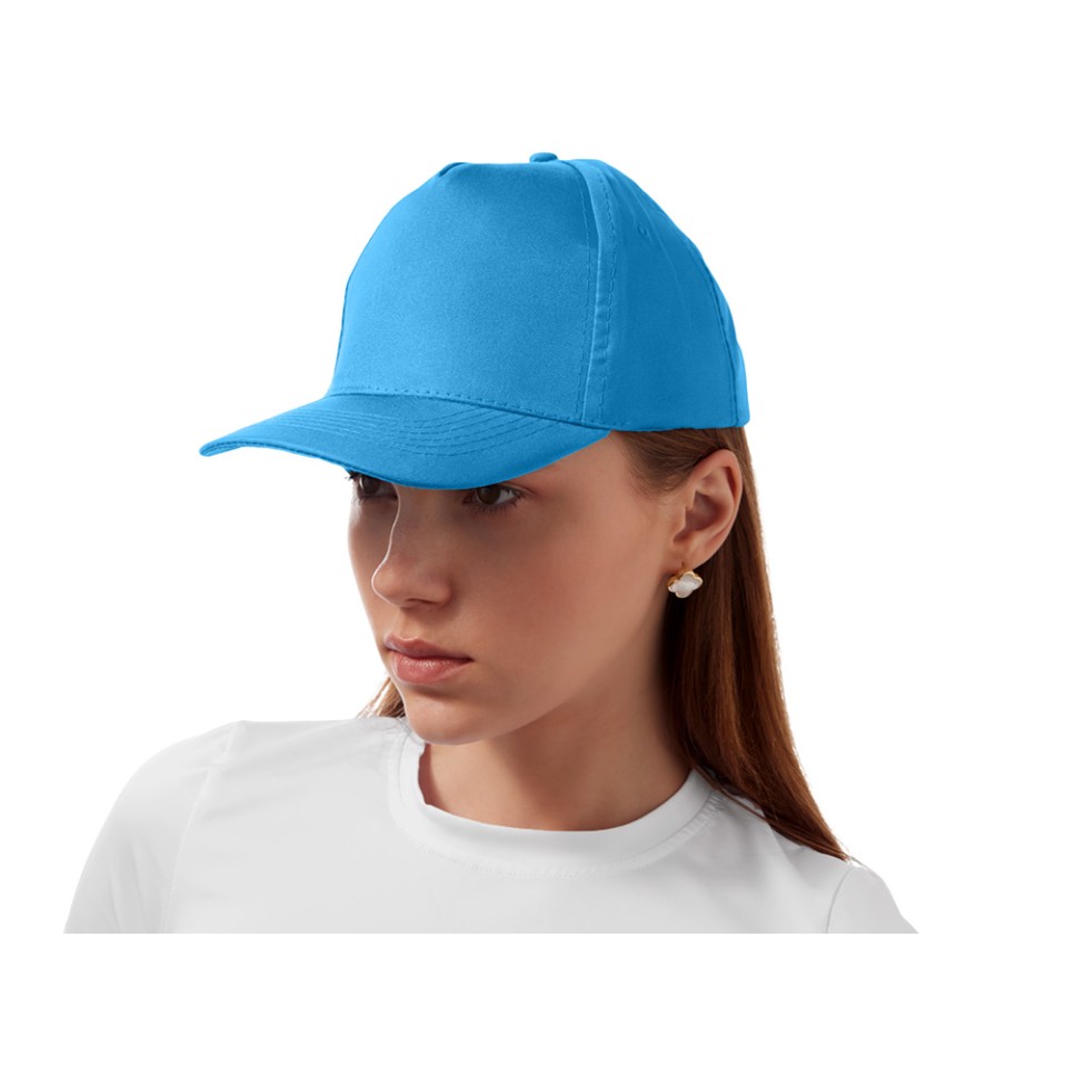 Бейсболка "Poly" 5-ти панельная 120 гр, голубой