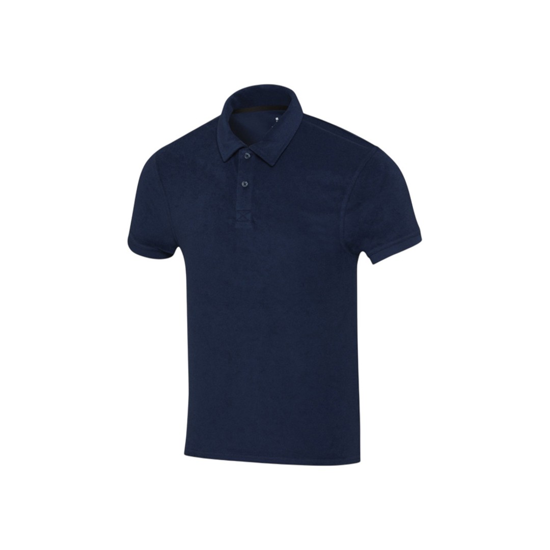 Рубашка поло унисекс "Akoya" из переработанного махрового материала - Темно - синий