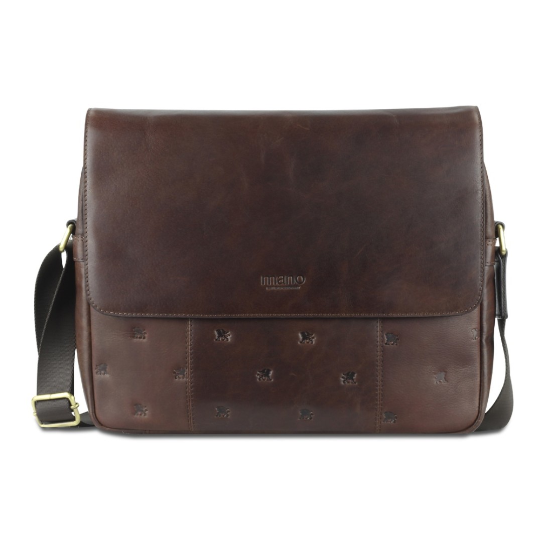 Сумка через плечо Mano "Don Leon", натуральная кожа в коричневом цвете, 38 х 30 х 7 см