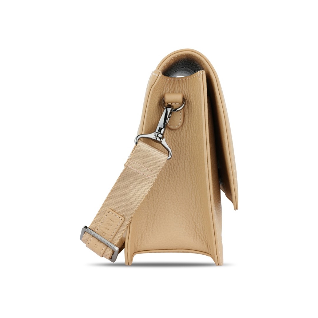 Сумка через плечо женская BUGATTI Elsa, песочного цвета, воловья кожа/полиэстер, 25х8,5х20 см