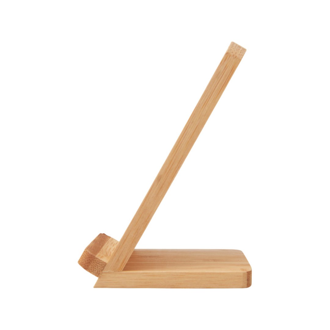 Беспроводное зарядное устройство 2-в-1 с подсветкой лого «Reedia S4», 15 Вт, бамбук, черный