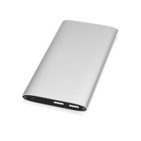Портативное зарядное устройство "Джет" с 2-мя USB-портами, 8000 mAh, серебристый