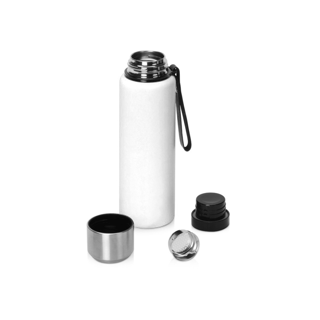 Вакуумный термос "Story" c покрытием powder, тубус, белый