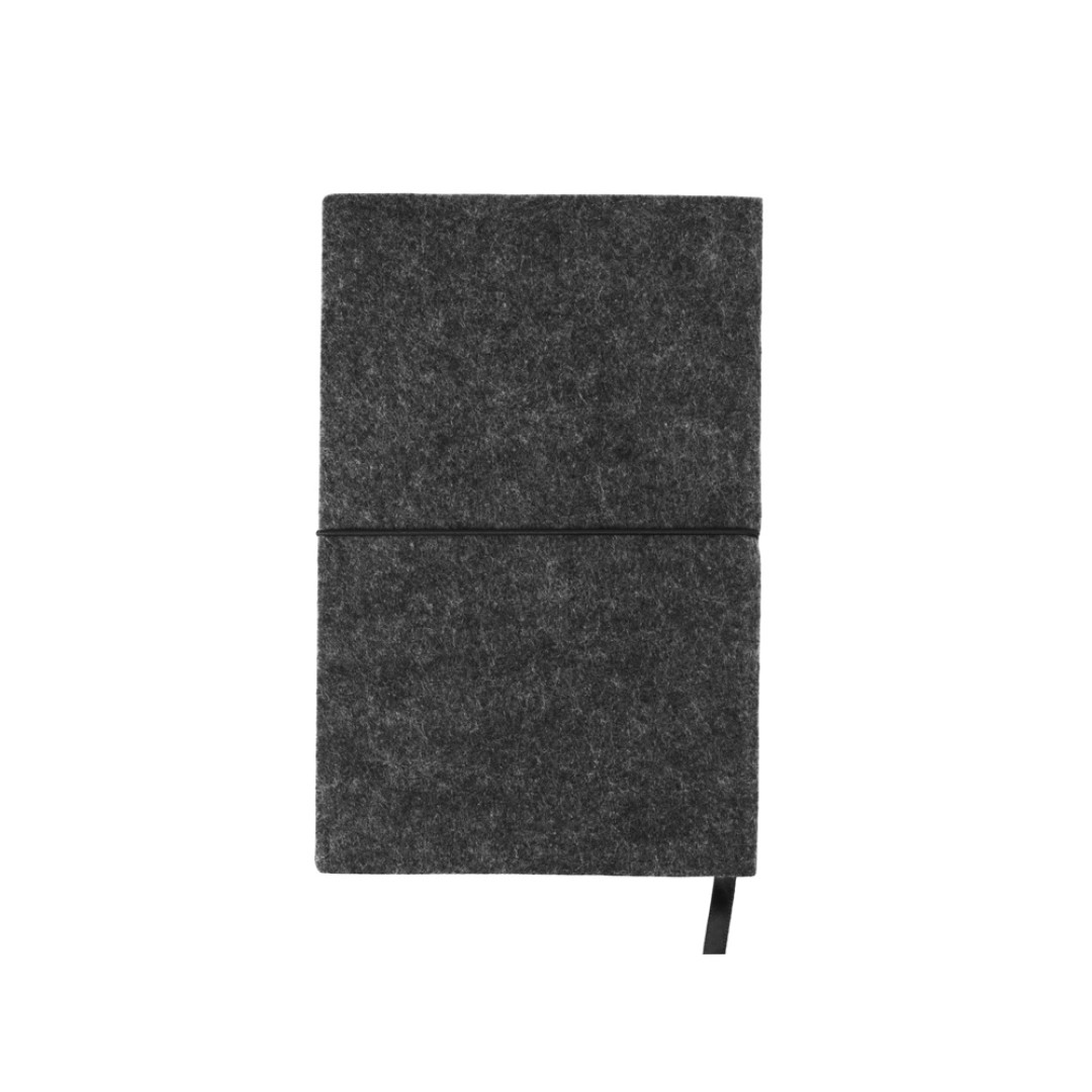 Блокнот из RPET-фетра А5 "Felt", гибкая обложка, 80 листов 70 гр/м2 белой бумаги, темно-серый