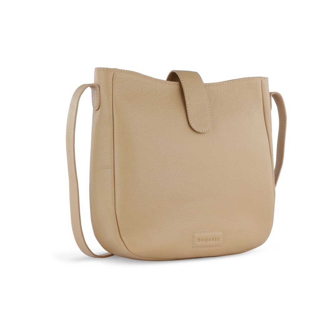 Сумка женская BUGATTI Elsa, песочного цвета, воловья кожа/полиэстер, 29х8х27 см