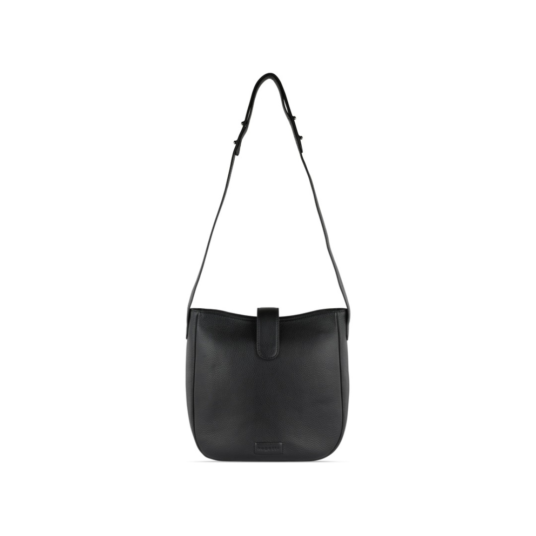 Сумка женская BUGATTI Elsa, чёрная, воловья кожа/полиэстер, 29х8х27 см