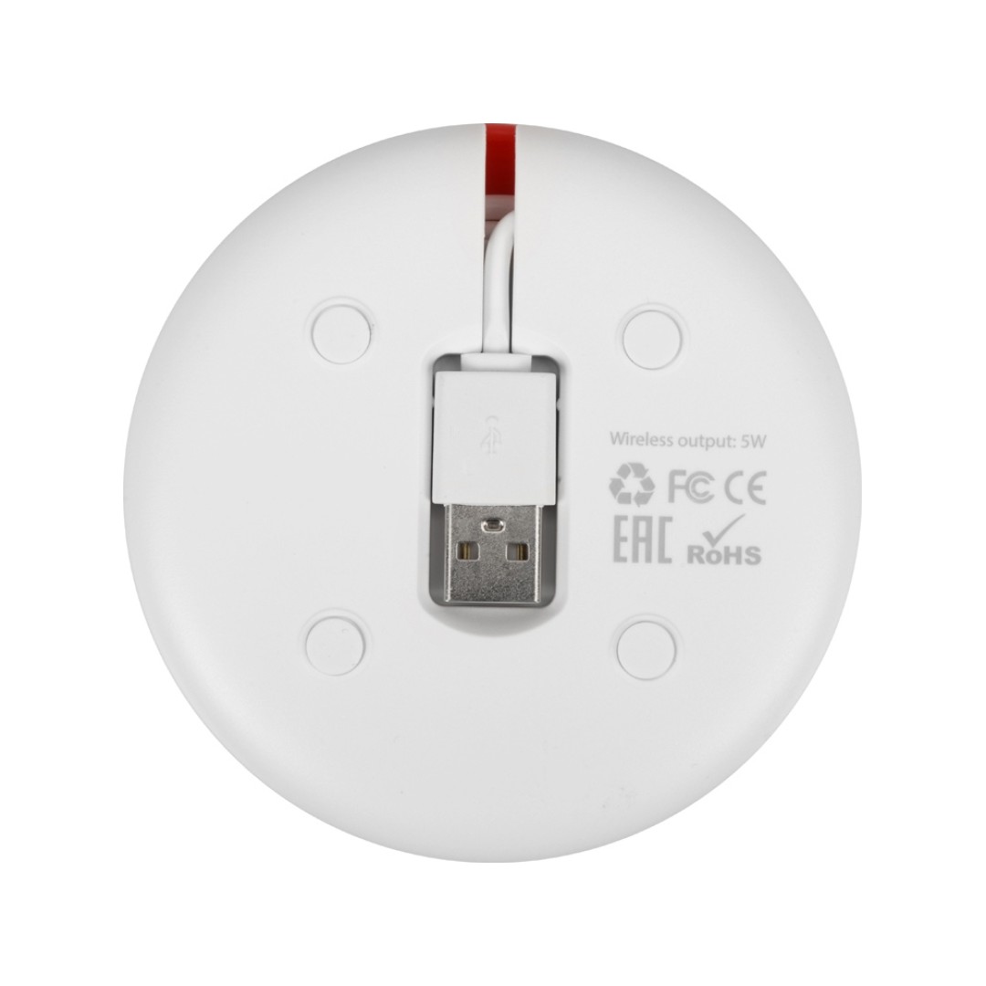 Беспроводное зарядное устройство со встроенным кабелем 2-в-1 "Disc", красный