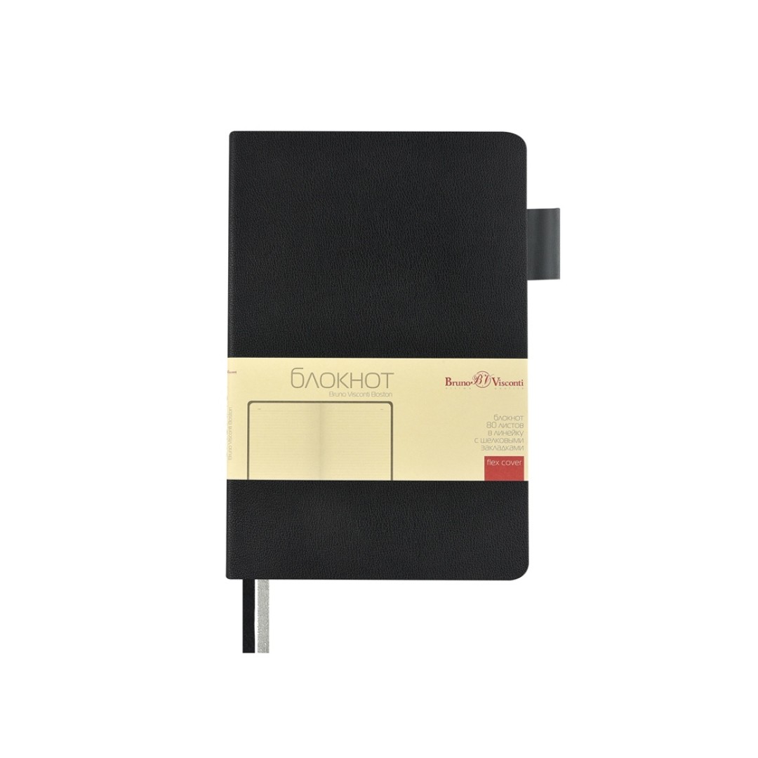 Блокнот А5 "Boston", черный с серым срезом