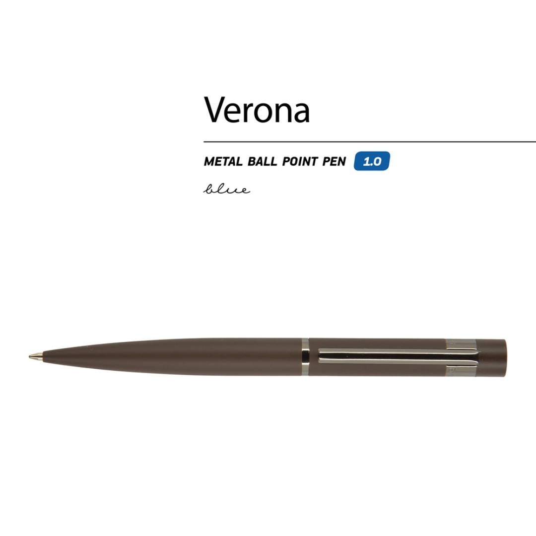 Ручка "Verona" шариковая  автоматическая, коричневый металлический корпус 1.0 мм, синяя