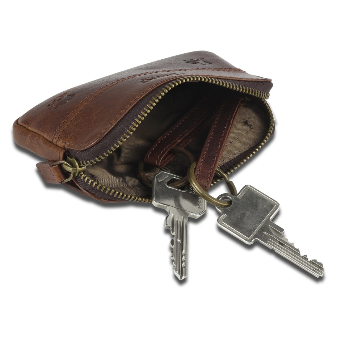 Ключница Mano "Don Leon", натуральная кожа в коричневом цвете, 12 х 7 см